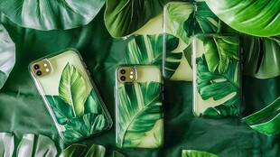 绿叶图案手机壳清新展示