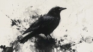 水墨风黑鸦 神秘而优雅