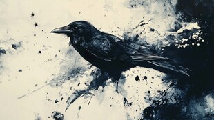 水墨风格黑鸦艺术画作