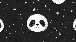 熊猫星空可爱无缝背景图
