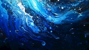 梦幻蓝色水下涌动景象