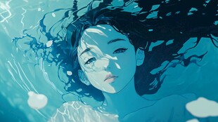 水中飘逸的梦幻女孩