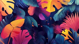 绚丽多彩热带植物背景图