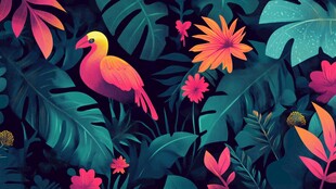 热带丛林中的绚丽鸟儿