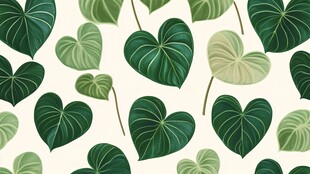 心形叶片图案背景设计