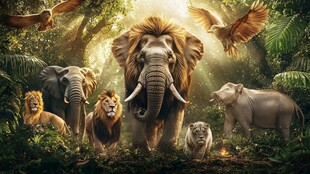 丛林中的野生动物大聚会