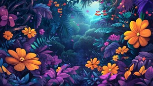 梦幻丛林花卉奇幻景象