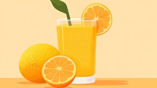 一杯鲜橙汁与橙子的组合