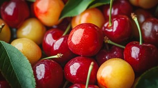 新鲜饱满的多彩樱桃