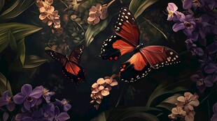 花丛中飞舞的艳丽蝴蝶