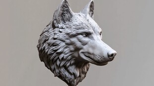 狼头雕塑 细节精致的艺术之作