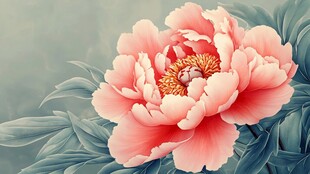 娇艳盛开的粉色牡丹花