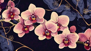 梦幻紫色兰花花卉图案