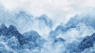 水墨云山意境图