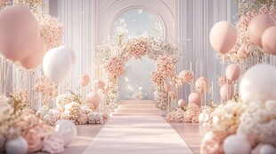 浪漫粉色系婚礼场景布置
