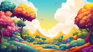 梦幻多彩森林风景图