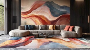 现代多彩客厅沙发艺术场景