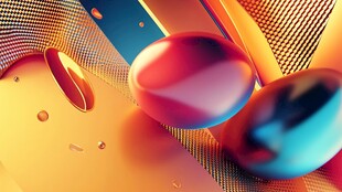 绚丽多彩流体与球体图案