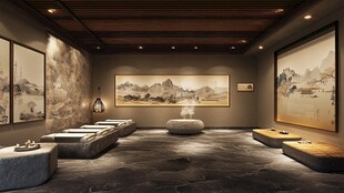 中式禅意茶室静谧空间