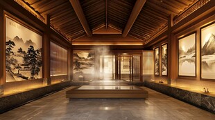 中式典雅茶室室内空间展示