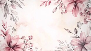 粉色花卉水彩边框背景图