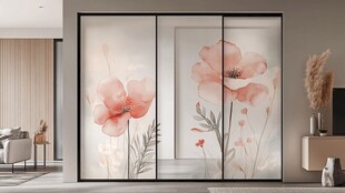 花卉艺术玻璃门 优雅家居风