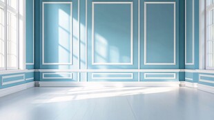 蓝白简约风的空旷室内空间