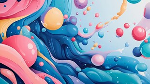 梦幻流体色彩泡泡艺术图