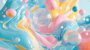 梦幻多彩流体艺术泡泡世界