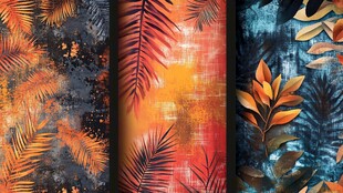 热带植物风多彩纹理图案