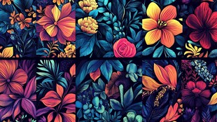 绚丽多彩花卉图案背景