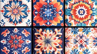 多彩绚丽的传统花卉图案