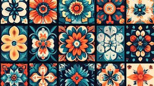 复古花卉图案瓷砖设计