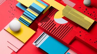 多彩几何创意立体组合画面