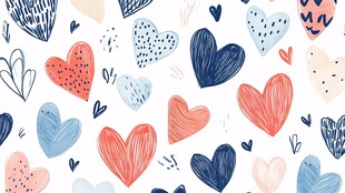 手绘多彩爱心图案背景
