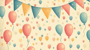 彩色气球彩旗装饰背景图