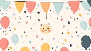 可爱气球装饰的欢乐场景