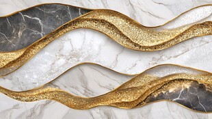 金色波浪大理石纹理背景