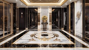 奢华大理石装饰的高端大厅