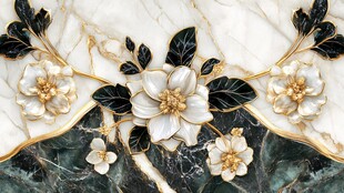 奢华大理石花卉浮雕装饰