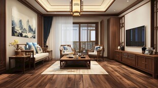 中式典雅客厅室内场景图