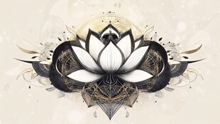 黑白莲花神秘装饰图案