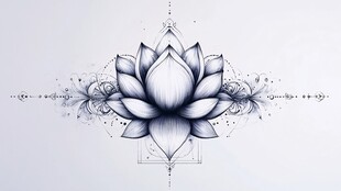 简约线条莲花图腾图案