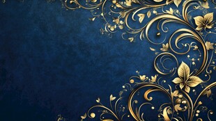 深蓝底金色华丽花纹背景