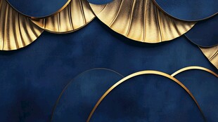 蓝金质感立体几何装饰图案