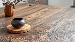 木质桌面的雅致茶具摆件