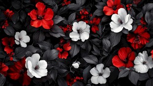 红白色花卉图案背景