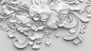 立体浮雕花卉装饰图案