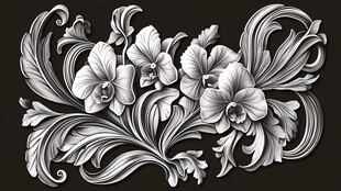 银饰风兰花花卉纹饰图案