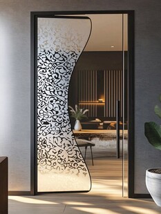 艺术花纹玻璃隔断门